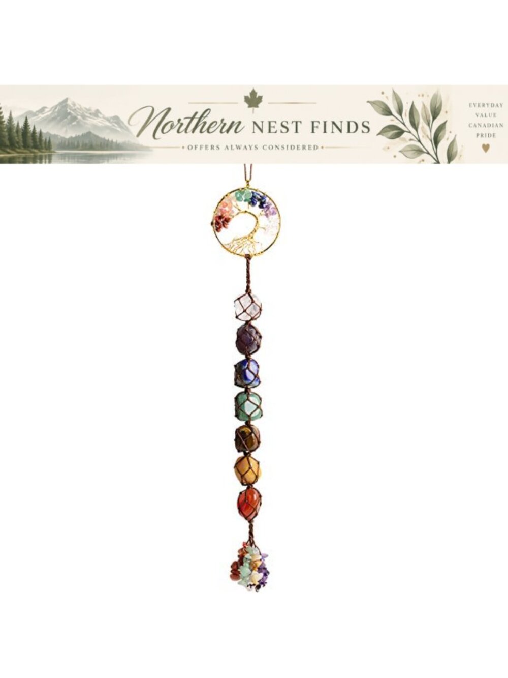 Handmade Tree of Life Chakra Crystal Hanging Ornament Feng Shui Home Decor
